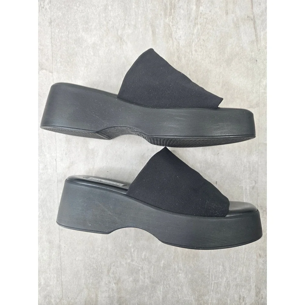 Steve Madden Black Platform Slide Sandals